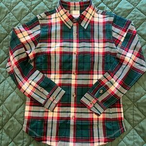 Hanna Andersson Plaid Button-Down Shirt - Green and Red
